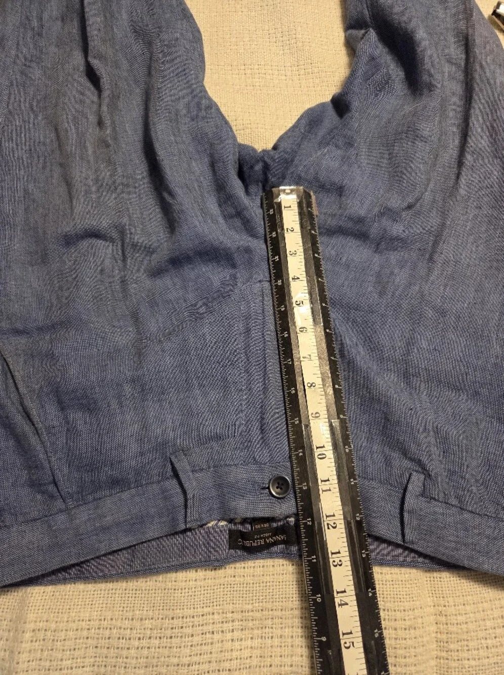 Banana Republic Men's Pants 36x30 Blue Linen Cotton Aiden Fit